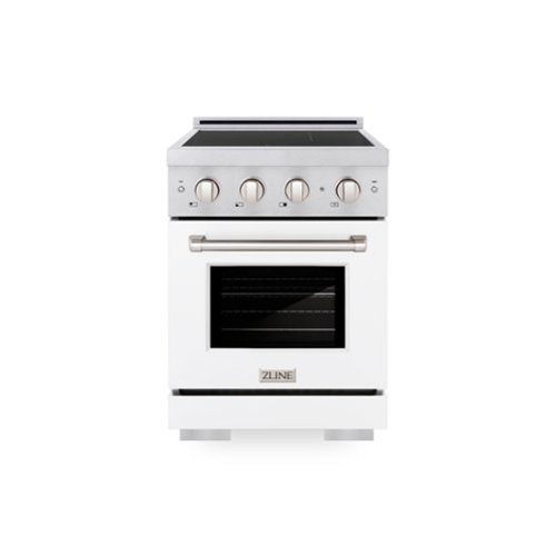 ZLINE - 24 in. 3.2 cu. ft. Paramount Freestanding Induction Range with 3 Burners and Electric Oven in Satin Steel w/ White Door - White Matte