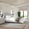 Martha Stewart - Amelia Faux Linen Upholstered Queen Size Platform Bed with Curved Headboard in Gray - Gray Fabric/Black Legs-Front_Standard 