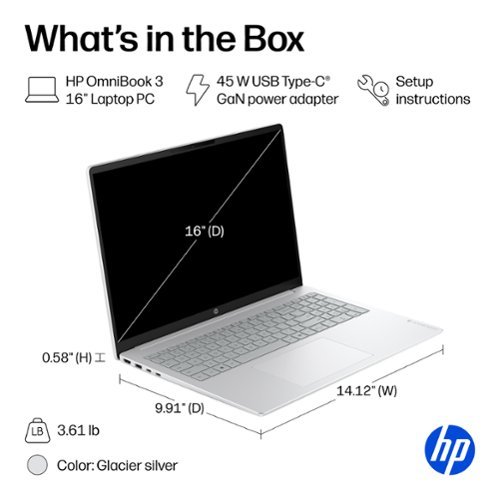 HP OmniBook 3 - 16 2K Touchscreen Laptop - AMD Ryzen 5 40 - 16GB Memory - 256GB SSD - Glacier Silver BUY IN DUBAI