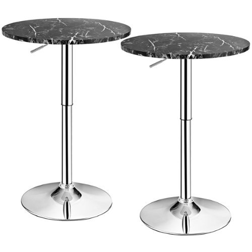 Costway 2PCS Round Bistro Bar Table Height Adjustable 360-degree Swivel - Black