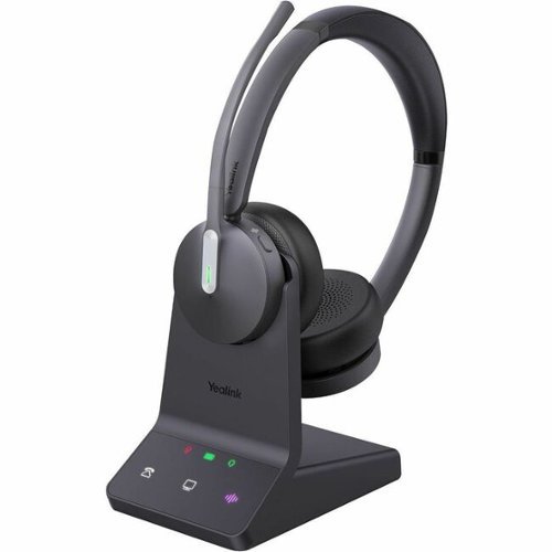 Yealink - WH64 Headset - Microsoft Teams Certification - Stereo - Wireless - Bluetooth/DECT - 492.1 ft - 20 Hz to 20 kHz - Black-Front_Standard 