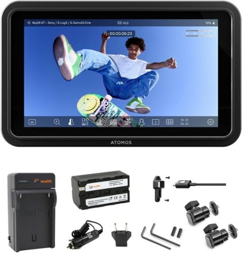 Atomos - Shinobi GO 5.2" Touchscreen HDR Monitor+Battery+Charger+Shoe Mount Bundle - Black-Front_Standard 