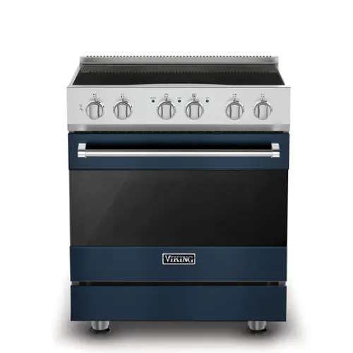 Front. Viking - 3-Series Induction Self-Clean Range - Slate Blue.