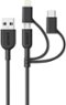 Anker - Powerline II 3-in-1 Cable - Black-Front_Standard