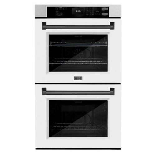 ZLINE - 30 in. Autograph Double Wall Oven w/ Air Fry in Satin Steel w/ White and Black - Satin Stainless Steel