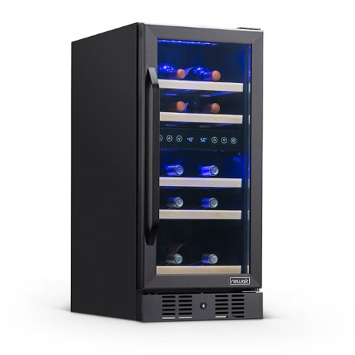 NewAir - 15” Built-in 29 Bottle Dual Zone Compressor Wine Fridge with Beech Wood Shelves - Black Stainless Steel-Front_Standard 
