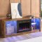 Bestier - 63" Gaming TV Stand with Fireplace & LED Lights Media Console for 70" TVs Adjustable Shelves & Remote Control - Brown-Front_Standard