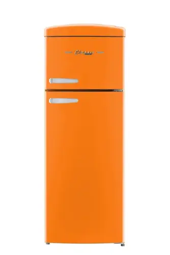 Front. Unique Appliances - Classic Retro 7.5cu.ft Compact Top Freezer Refrigerator - Creamscicle Orange.