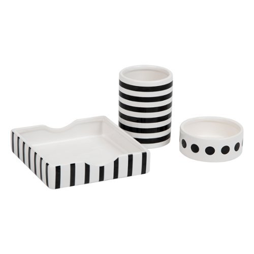 Mind Reader - 3 Piece Desk Set - Black and White-Front_Standard 