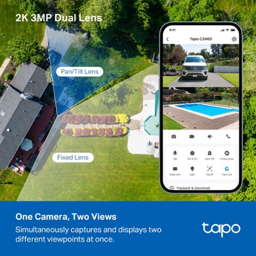 TP-Link Tapo Wired Dual-Lens, Pan-Tilt Security 2K QHD Camera, 360° Coverage - No Monthly Fees - White WORLDWIDE DELIVERY