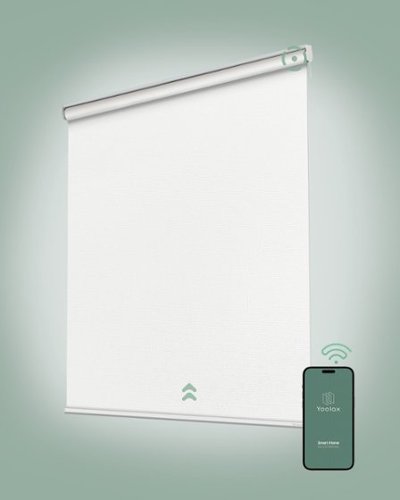 Yoolax - Motorized Blackout Blinds for Windows, Cordless Remote Roller Shades - Bedroom/Office (Alpine 22"x72") - White-Front_Standard 