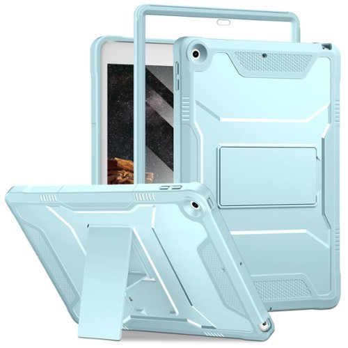 DTTO - iPad 10.2 inch Case for 7th/8th/9th Gen (2019-2021) with Screen Protector, Shockproof Cover and Kickstand - Ice Blue-Front_Standard 