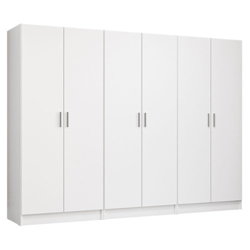 Madesa - 6 Doors Wardrobe with Ample Shelves and Hanging Space 94"L - White-Front_Standard 