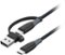 Insignia™ - 6’ 2-in-1 USB-C to USB-C Charge-and-Sync Cable with USB Adapter - Black-Front_Standard