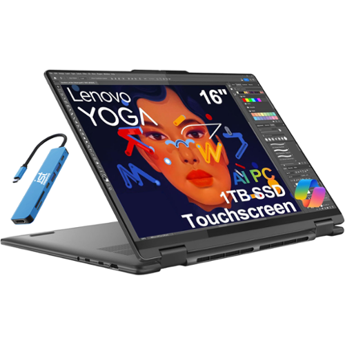  Lenovo - Yoga 7i 2-in-1 16" WUXGA Touchscreen Laptop - Intel Core Ultra 7 155U 2023 - 16GB Memory - 1TB SSD - IST HUB - Storm Grey