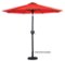 Sun Ray - 9' Round 8Rib Aluminum Bluetooth Solar Lighted Umbrella - Ruby Red-Front_Standard