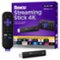 Roku - Streaming Stick 4K - HDR & Dolby Vision Streaming Device for TV with Voice Remote & Long-Range Wi-Fi - Black-Front_Standard
