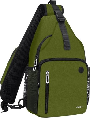mosiso - Sling Bag Crossbody Shoulder Bag Travel Hiking Daypack Chest Bag with Front Square Pocket&USB Charging Port - Army Green-Front_Standard 