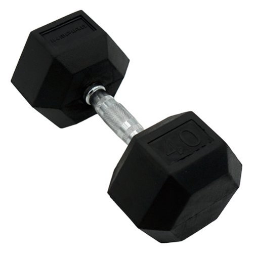 Inspire - Fitness 40 LB Rubber Dumbbell - Black