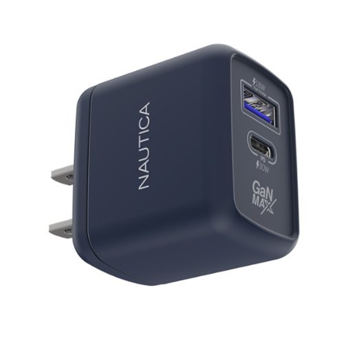 Nautica - CH130 Charger - Fast Charging 30W PD USB-C / USB-A QC3.0 Dual Port Wall Charger for iPhone 16/15, Galaxy, Pixel - Navy-Front_Standard 