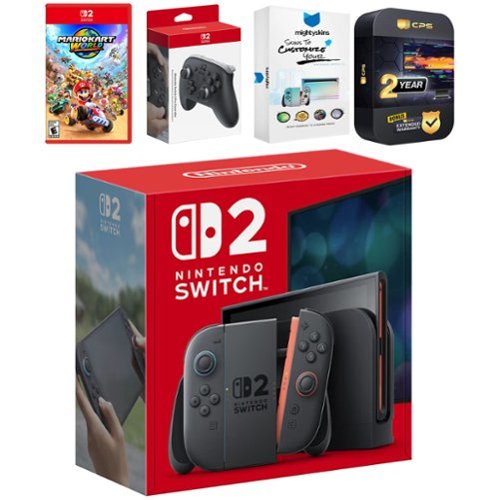 Switch 2 Console with Mario Kart World, Pro Controller, MightySkins Code and 2 CPS Year Extended Warranty - Nintendo Switch 2-Front_Standard 