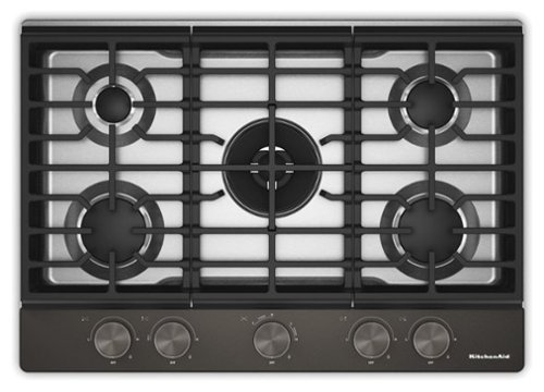 KitchenAid - 30 in. Wide 5 burners Gas Cooktop with Integrated Wok Grate - Black Ore-Front_Standard 