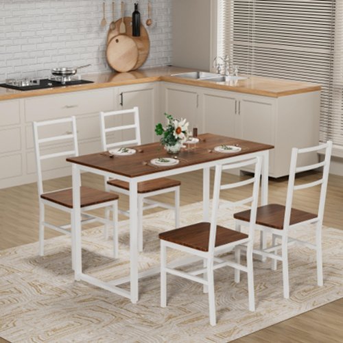 Ecooso Dining Table Set for 4, Wood Kitchen Table Chairs Set