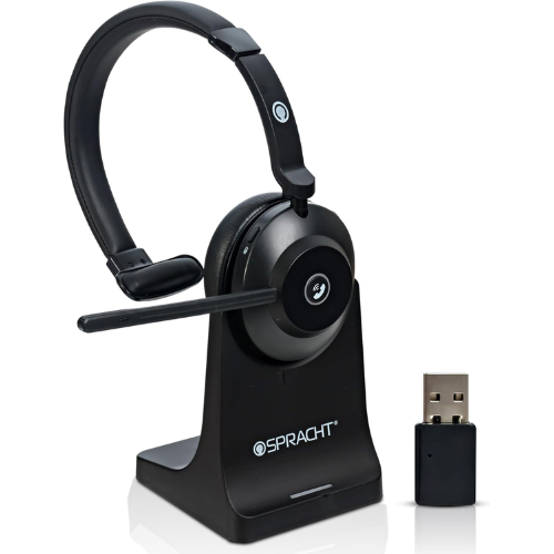 Spracht - Blues Combo BT/USB Wireless Single-Ear Headset, 40-Hour Battery, Noise-Canceling Mic for Work & PC-Front_Standard 