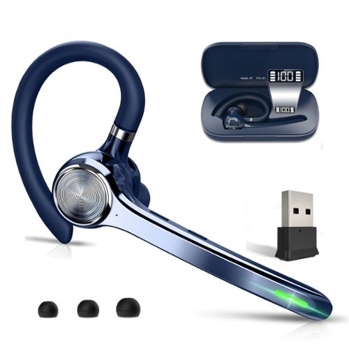 Trigiz - Bluetooth V5.4 Wireless Earpiece Headset with Noise Cancelling, 72Hrs Talk , Handsfree Mic for Trucker,Office - Darkblue-Front_Standard 