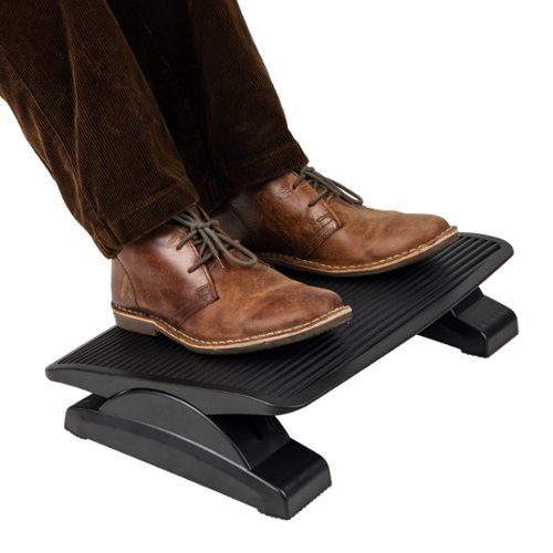 Mind Reader - Foot Rest, Under Desk at Work, Ergonomic, Height Adjustable, Office, Plastic, 17.5"L x 13.5"W x 3.5"H - Black-Front_Standard 