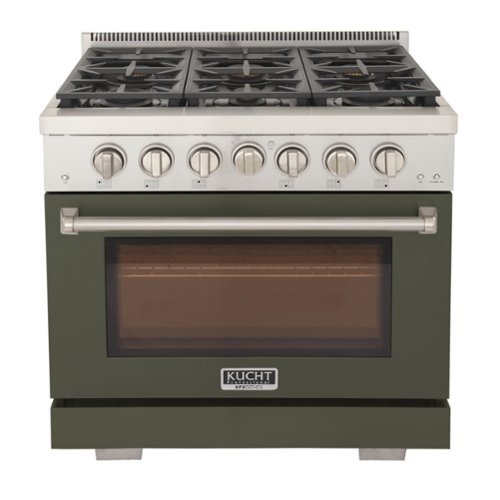 Kucht - Professional 36 in. 5.2 cu. ft. Natural Gas Range and Convection Oven in Olive Green with True Simmer Burners - Olive Green-Front_Standard 