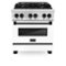 ZLINE - Autograph 30" Legacy Dual Fuel Range w/ 4 Burners & White & Black Accents (RAZ-WM-30-MB) - Stainless Steel/Matte White-Front_Standard