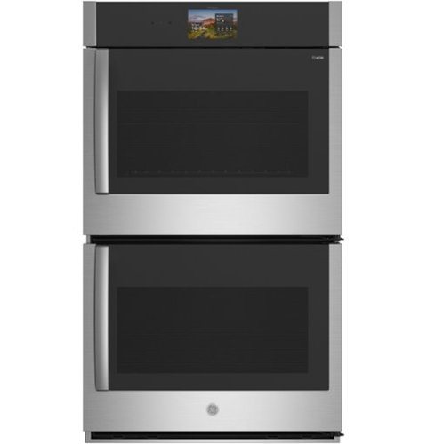 GE Profile - 30" Smart Built-In Double Electric True European Convection Wall Oven with Air Fry and Right-Hand Side Swing Doors - Stainless Steel