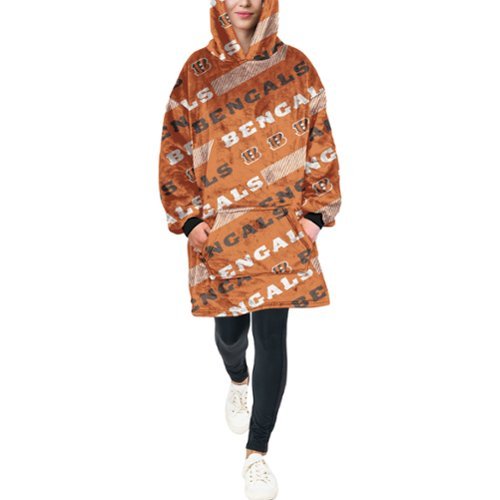 Pegasus - Cincinnati Bengals 60" x 80" Repeat Logo Hoodie Bloncho - Multicolor-Front_Standard 