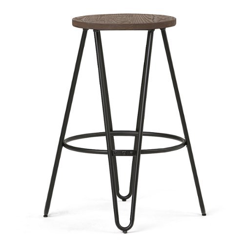 Simpli Home - Simeon Industrial Metal 26 inch Metal Counter Height Stool with Wood Seat (Set of 2) - Cocoa Brown / Black-Front_Standard 