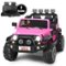 Costway - 12V Kids Ride On Car 2 Seater Truck RC Electric Vehicles w/ Storage Room - Pink-Front_Standard