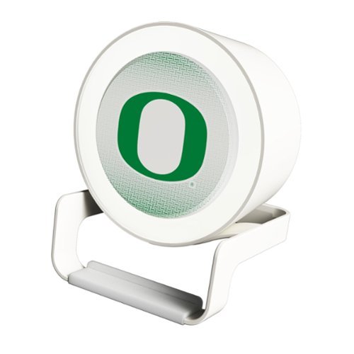 Keyscaper - Oregon Ducks Linen Print Nightlight Charger & Bluetooth Speaker - White-Front_Standard 