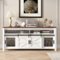 Acekool - Modern Farmhouse TV Stand for TV Up to 65 Inch TV,31" Tall TV Console Media Cabinet with Opem Shelf&Sliding Barn Door - White-Front_Standard