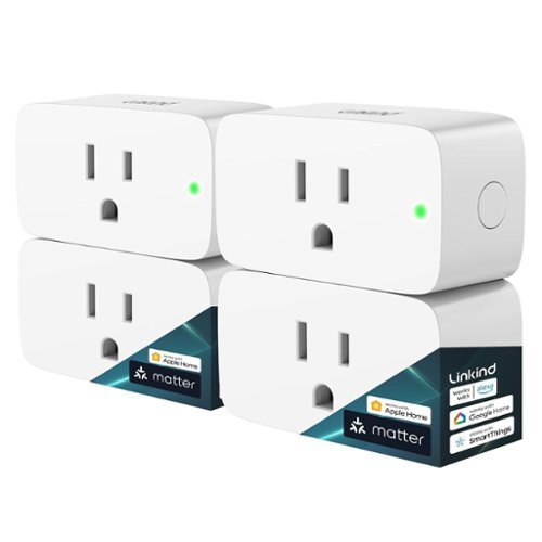 Linkind - Smart Plug, Matter Compatible, Works with Alexa, Google Home, Apple Home, 4 Pack - White-Front_Standard 