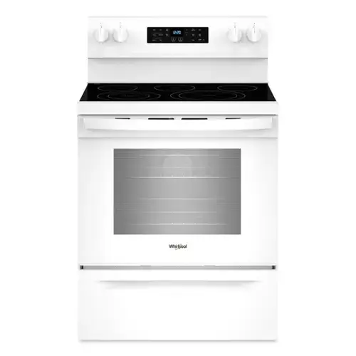 Front. Whirlpool - 5.3 Cu. Ft. Freestanding Electric Range with Air Cooking Technology, No Preheat Air Fry and Air Baking and Self Clean - White.