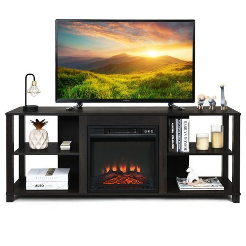 Ecooso - 2-Tier TV Stand Storage Console with Adjustable Shelves for Living Room - Black-Front_Standard 