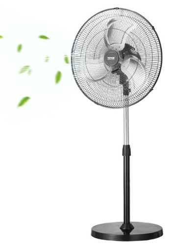  VEVOR - Industrial Pedestal Fan, 18 Inch 90-Degree Oscillating Fan, Height Adjustable Standing Fans with 3 Adjustable Speeds - Black