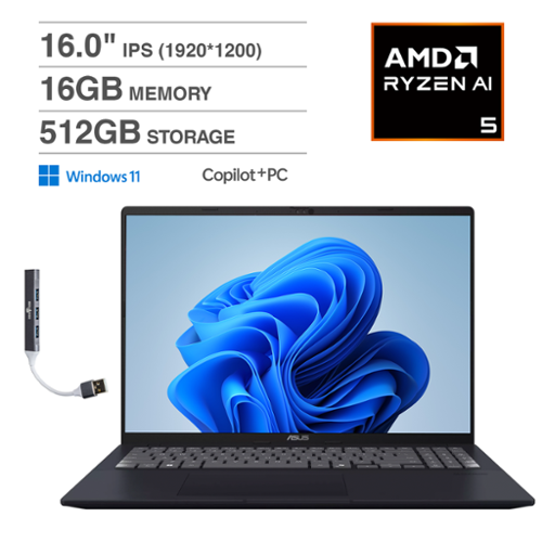 ASUS Vivobook 16 Laptop 16.0 WUXGA (AMD Ryzen AI 5 330, 16GB DDR5
