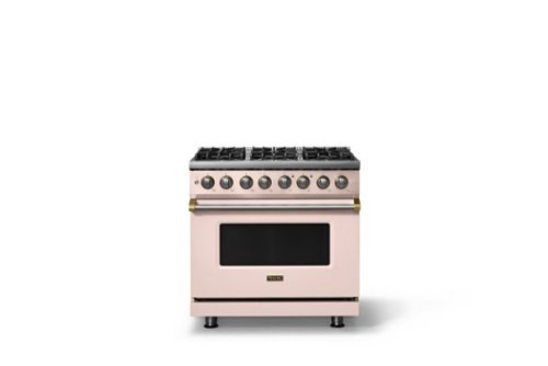 Viking - 36"W 5.6 Cu.Ft. Pro5S Freestanding Sealed 6 Burner Dual Fuel Convection Range - Blush w. Brushed Brass Trim - Blush