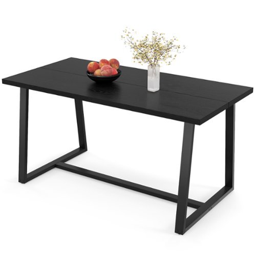 Costway 63" Large Dining Table for 4-6 People with Heavy-duty Metal Frame Modern - Black