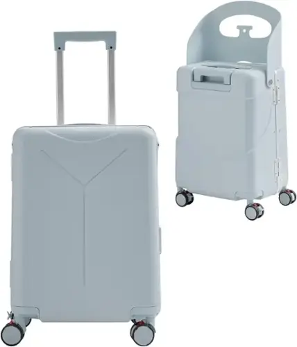 Front. Circus Cirle - 20" Ride-on Luggage with Foldable Seat - Blue.