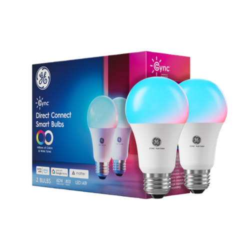 Cync - A19 LED Light Bulb, Matter Compatible, Color Changing, 2pk - Full Color