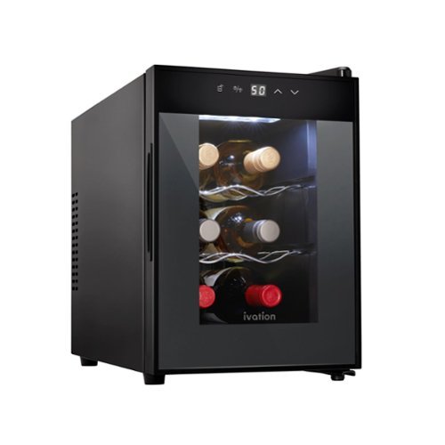 Ivation - 6 Bottle Thermoelectric Wine Cooler, Countertop Wine Fridge w/Digital Temp Control - Black-Front_Standard 