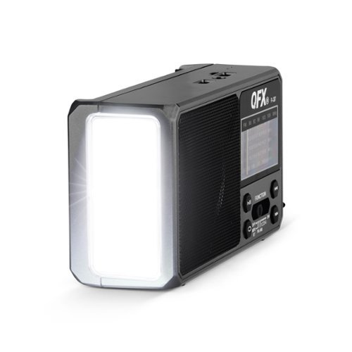 QFX Portable Solar Rechargeable 6-Band Radio with Bluetooth and Flashlight and AM/FM/SW - Black WORLDWIDE DELIVERY