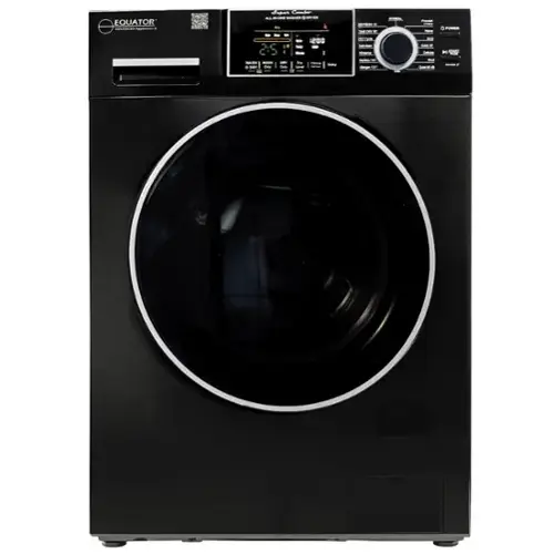 EQUATOR  
ADVANCED Appliances  

ALL-IN-ONE WASHER & DRYER  

2:55  
WASH  
1200 RPM  

WASH  
WASH  
DRY  
DRY  
COLD  
COLD  
DELAY  
DELAY  

POWER:  
ON  
OFF  

START  
PAUSE  

1200 RPM  
TIME: 00:00  
TEMP: 30°C  
WATER: 30L  
DRY: 120°C  
DRY: 60°C  
QUICK 40°C